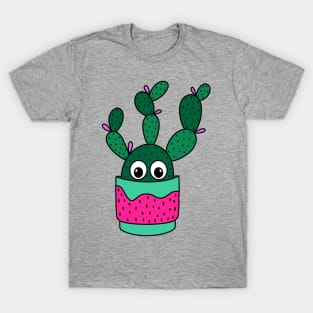 Cute Cactus Design #308: Bunny Ear Cactus In A Cute Pot T-Shirt